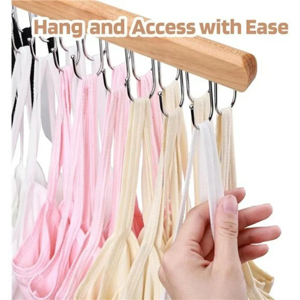 Wooden Bra Hanger Closet Organizer Tank Top Holder with 40 Hooks Space Saving